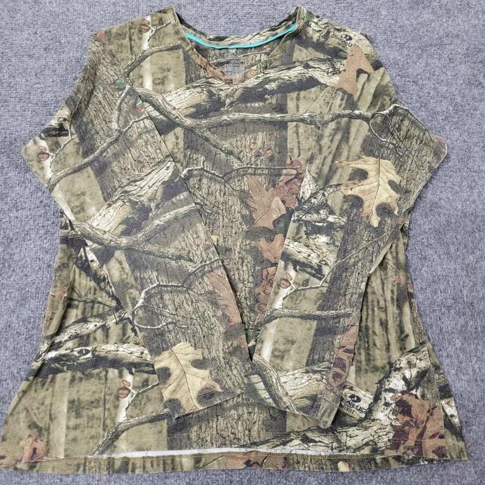 Mossy Oak Shirt Womens Size 2XL Camo Break-Up Infinity V-Neck Long Sleeve Top